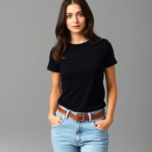 Plain T-shirt  - Super Premium French Terry Fabric Women's Cotton Regular Half Sleeve, Round Neck - Printed, Double Bio-wash T-shirt.