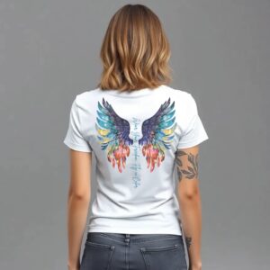 Flying Wing - Super Premium French Terry Fabric Women's Cotton Regular Half Sleeve, Round Neck - Printed, Double Bio-wash T-shirt.