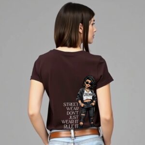 Streetwear - Super Premium French Terry Fabric Women's Cotton Regular Half Sleeve, Round Neck - Printed, Double Bio-wash T-shirt.