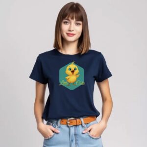 Little Cutie  - Super Premium French Terry Fabric Women's Cotton Regular Half Sleeve, Round Neck - Printed, Double Bio-wash T-shirt.