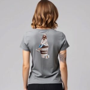 Coffee - Super Premium French Terry Fabric Women's Cotton Regular Half Sleeve, Round Neck - Printed, Double Bio-wash T-shirt.