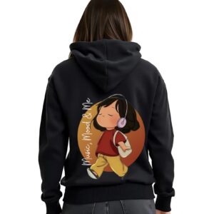Music Mood & Me  - Super Premium Fabric Women's Cotton Hoodie - Printed, Double Bio-wash T-shirt.