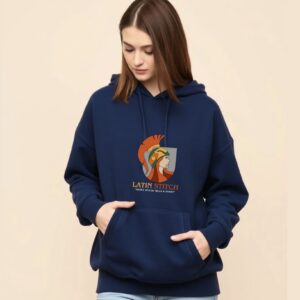 BRAND LATIN STITCH  - Super Premium Fabric Women's Cotton Hoodie - Printed, Double Bio-wash T-shirt.