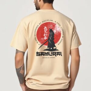 Samurai - Super Premium 240 GSM French Terry Fabric Men's Cotton Oversize T-Shirt - Printed, Double Bio-wash T-shirt.