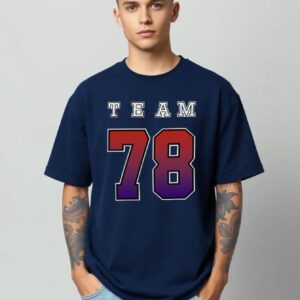 Team 78 - Super Premium 240 GSM French Terry Fabric Men's Cotton Oversize T-Shirt - Printed, Double Bio-wash T-shirt.