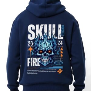 Skull Fire - Super Premium Fabric Men's Cotton Hoodie - Printed, Double Bio-wash T-shirt.