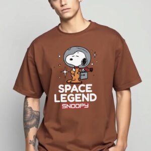 SNOOPY  - Super Premium 240 GSM French Terry Fabric Men's Cotton Oversize T-Shirt - Printed, Double Bio-wash T-shirt.