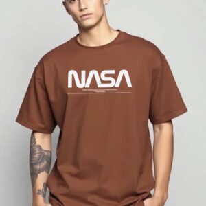 NASA  - Super Premium 240 GSM French Terry Fabric Men's Cotton Oversize T-Shirt - Printed, Double Bio-wash T-shirt.